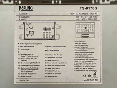 Berling TS-8178G Mulimedia doppel DIN Autoradio