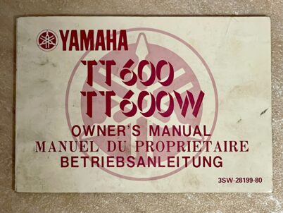 Yamaha TT600 & TT6OOW Hardenduro OWNER'S MANUAL BY YAMAHA MOTOR CO. LTD.